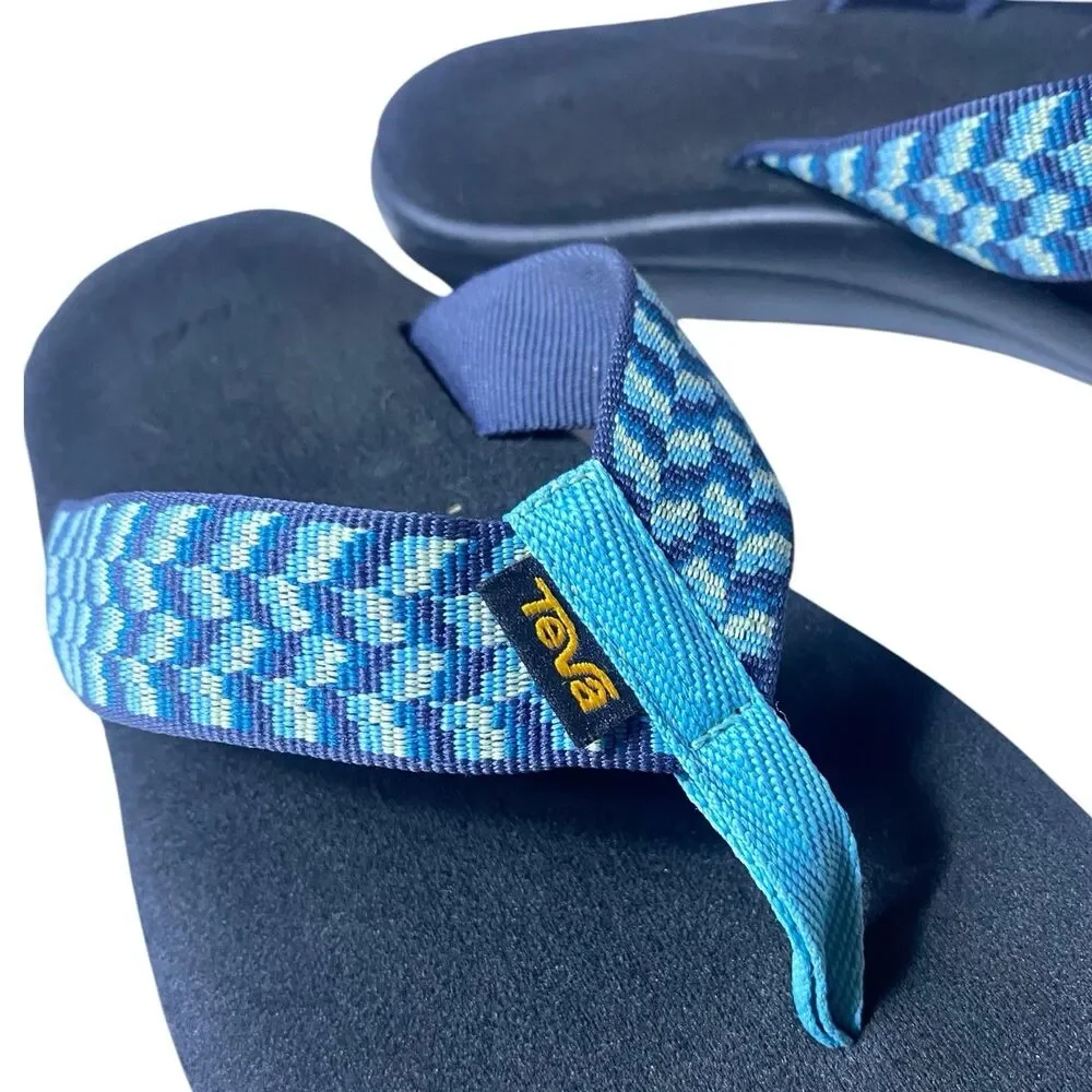 Teva Sandals Womens 9 Voya Flip Flop Paint Track Blue Comfort Casual SN 1019040